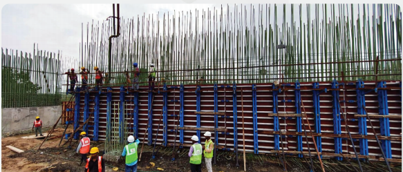 Soldier aluminium beam formwork wall project